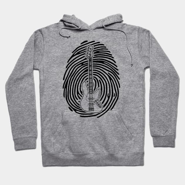 Fingerprint Bass Guitar Outline Light Theme Hoodie by nightsworthy